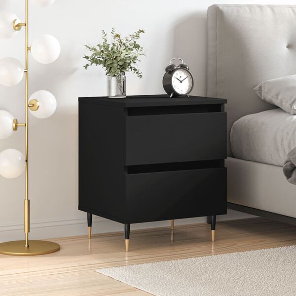 vidaXL Bedside Cabinet Black 40x35x50 cm Engineered Wood