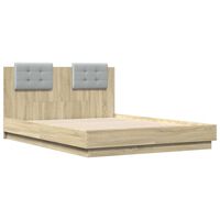 vidaXL Bed Frame with Headboard Sonoma Oak 120x190 cm Small Double Engineered Wood