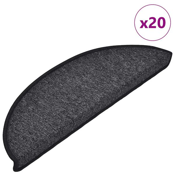 vidaXL Stair Mats 20 pcs 56x17x3 cm Anthracite Half Round