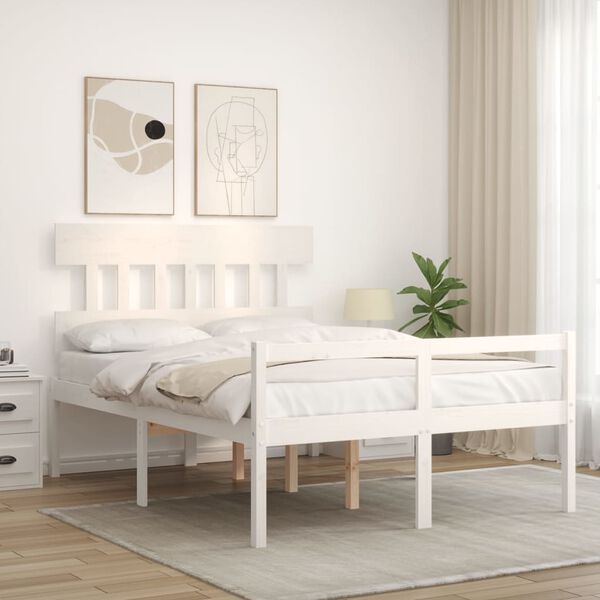 vidaXL Senior Bed without Mattress White Small Double Solid Wood