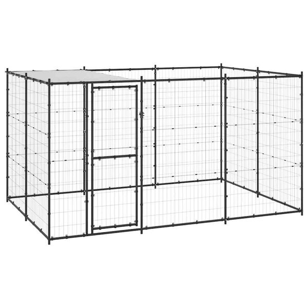 vidaXL Outdoor Dog Kennel Steel with Roof 7.26 m²