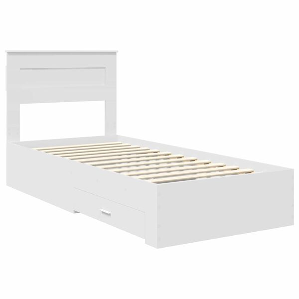 vidaXL Bed Frame with Headboard White 90 x 190 cm Engineered Wood
