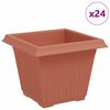 vidaXL Square Flower Pot 24 pcs Brick Red 20 x 20 x 16 cm Plastic
