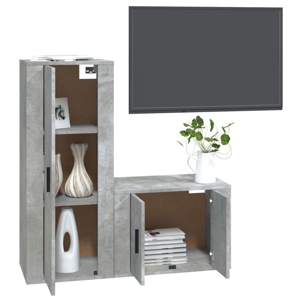vidaXL 2 Piece TV Cabinet Set Concrete Grey Engineered Wood