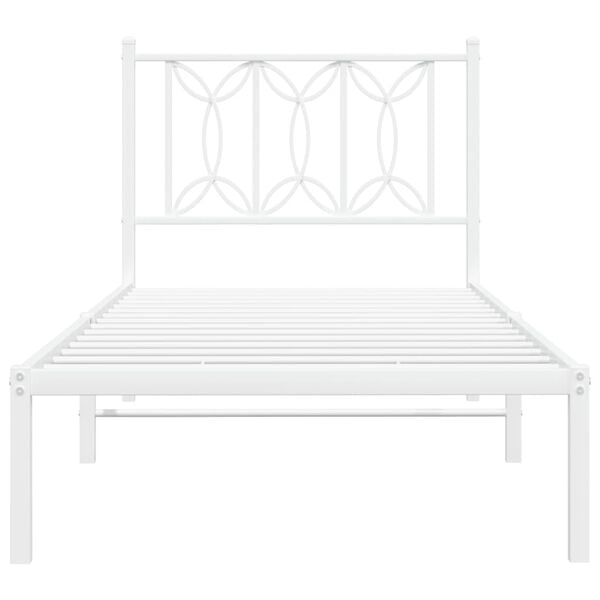 vidaXL Metal Bed Frame without Mattress with Headboard White 90x200cm