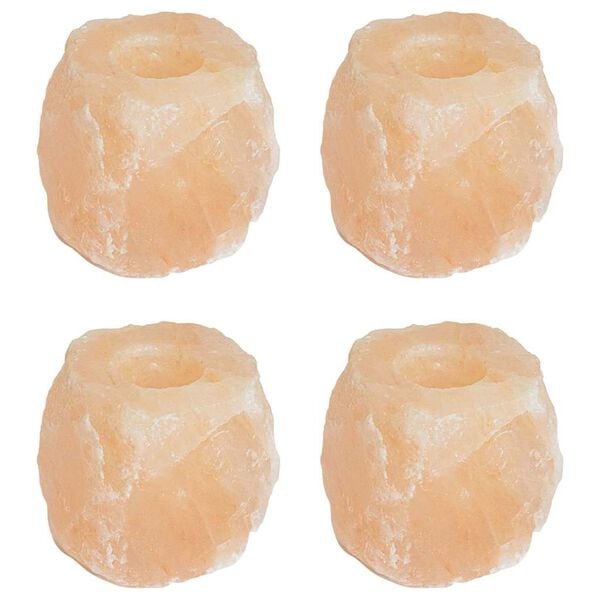 vidaXL Salt Stone Tealight Holders Pink Rock Salt