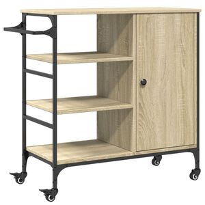 vidaXL Kitchen Trolley Sonoma Oak 87.5x38.5x84.5 cm Engineered Wood
