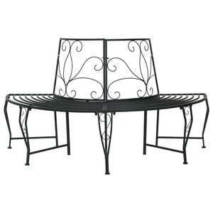 vidaXL Tree Bench 4-Seater 160 x 80 x 89 cm Steel Black Half-round