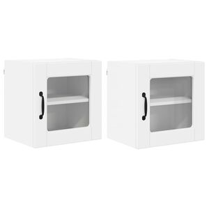 vidaXL Wall Glass Cabinet PORTO 2 pcs White 40 x 31 x 40 cm