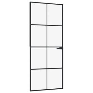vidaXL Interior Door Black 83x201.5 cm Tempered Glass&Aluminium