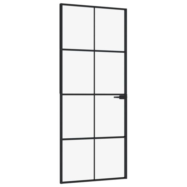 vidaXL Interior Door Black 83x201.5 cm Tempered Glass&Aluminium