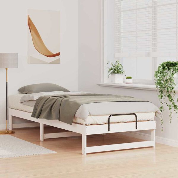 vidaXL Bed Frame White 100 x 220 cm Solid Pine Wood