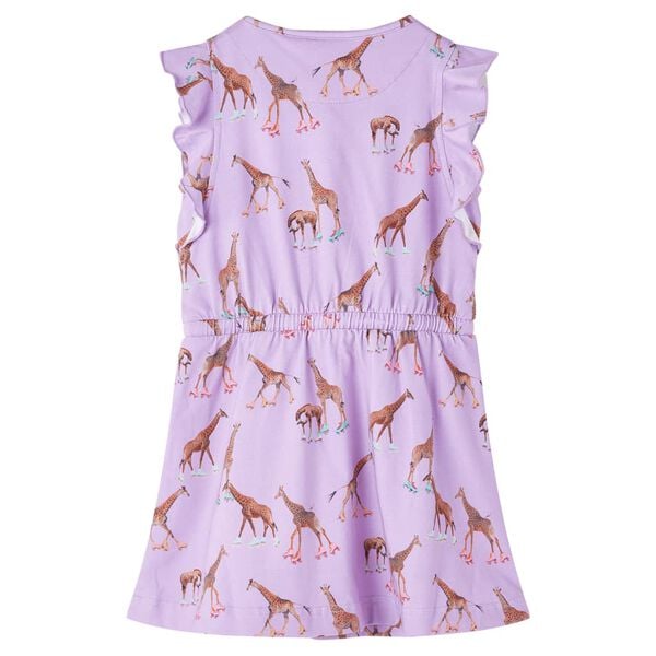 Kids' Dress with Ruffle Sleeves and Drawstring Lila 104