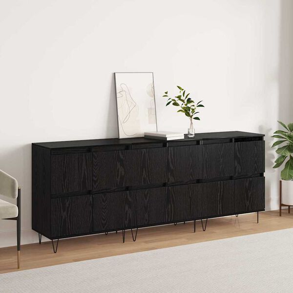 vidaXL Sideboards 3 pcs Black oak 180 x 35 x 70 cm Engineered wood