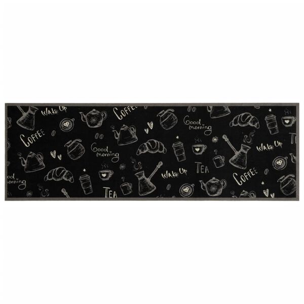 vidaXL Kitchen Rug Washable Morning Black 60x180 cm Velvet