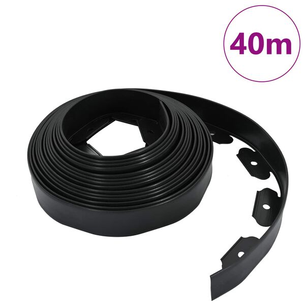 vidaXL Lawn Edgings Black 4000 x 4 x 5 cm Plastic