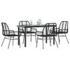 vidaXL 5 Piece Garden Dining Set Black Poly Rattan Glass