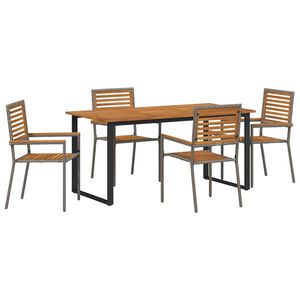 vidaXL Garden Dining Set 5 pcs Grey Solid Acacia Wood