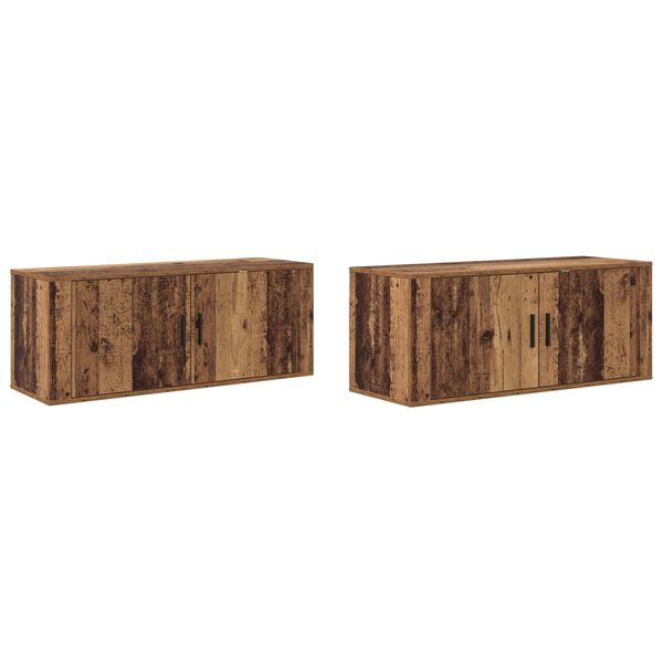 vidaXL Wall-mounted TV Cabinet Set 2 pcs Old Wood 100 x 34.5 x 40 cm