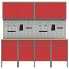 vidaXL Work Cabinet with Drawer 10 pcs Red Engineered Wood and Steel