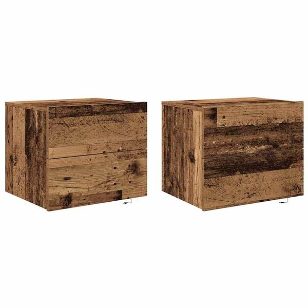 vidaXL Bedside Cabinet 2 pcs Old Wood 50 x 39 x 41 cm Engineered Wood