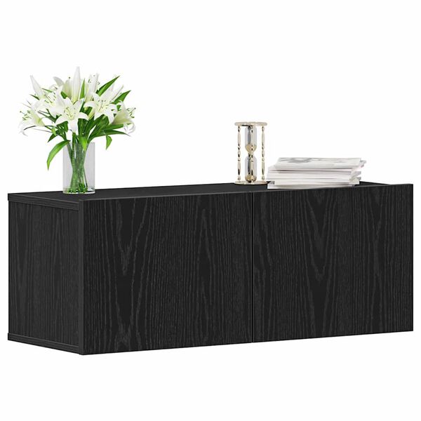 vidaXL TV Cabinet 2 pcs Black Oak 80 x 30 x 30 cm Engineered Wood