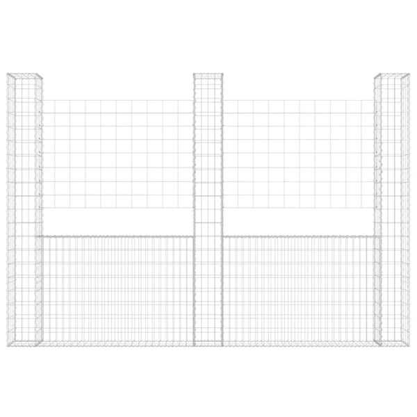 vidaXL U-shape Gabion Basket with 3 Posts Iron 260x20x200 cm