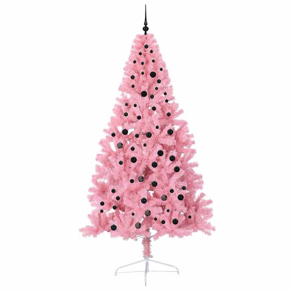 vidaXL Artificial Pre-lit Christmas Tree with 300 LEDs Pink 240 cm PVC