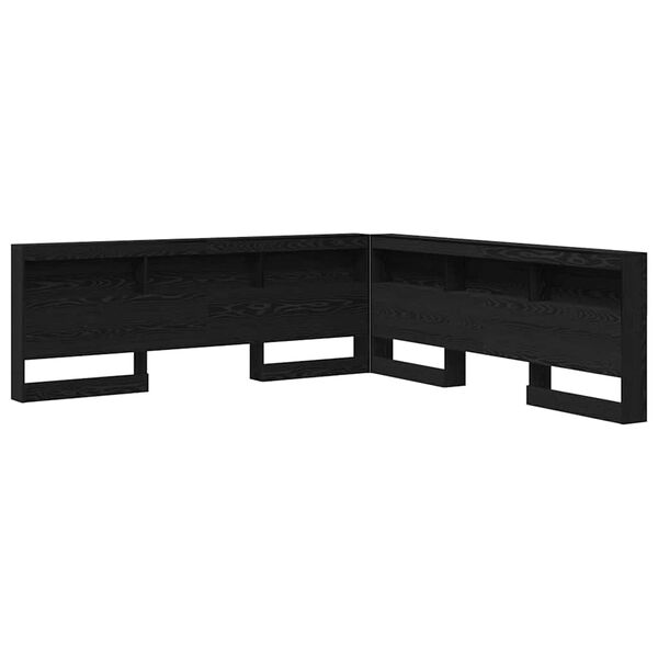 vidaXL Storage Headboard with Shelf Black Oak 200 cm Engineered Wood