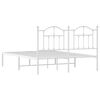 vidaXL Metal Bed Frame without Mattress with Headboard White 140x190cm