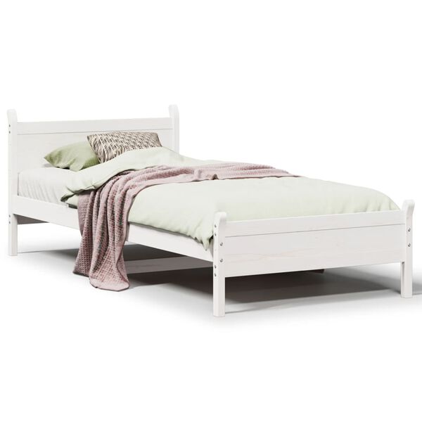 vidaXL Bed Frame without Mattress White 75x190 cm Small Single Solid Wood Pine