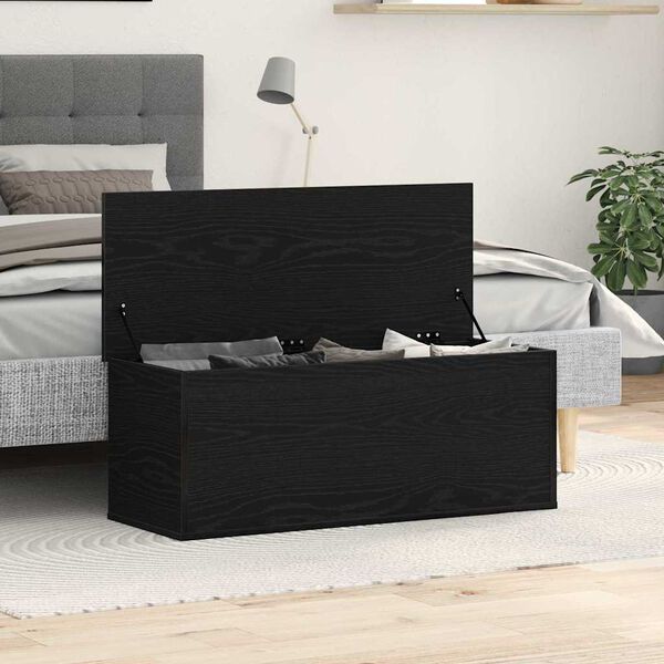vidaXL Storage Box Black Oak 90 x 35 x 35 cm Engineered Wood