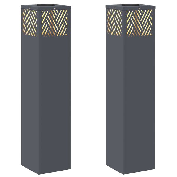 vidaXL Solar LED Pathway Light 2 pcs Anthracite Cold Rolled Steel