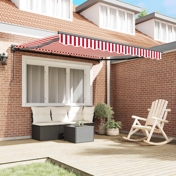 vidaXL Retractable Awning Manual Red and White 350 x 250 cm