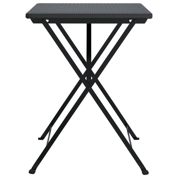 vidaXL Folding Bistro Table Black 55x54x71 cm Poly Rattan