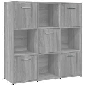 vidaXL Book Cabinet Grey Sonoma 90x30x90 cm Engineered Wood