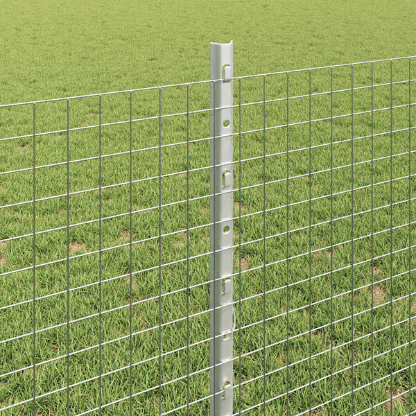 vidaXL Fence with Post Silver 0.8 x 25 m Steel