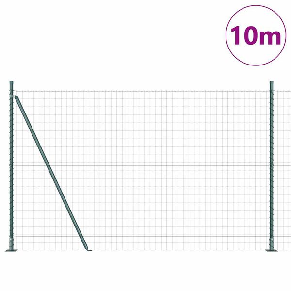 vidaXL Fence with Posts Green 1.4 x 10 m Steel