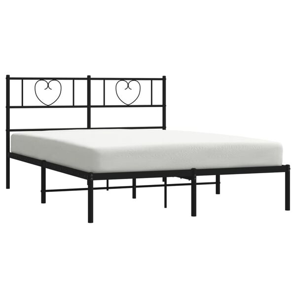 vidaXL Metal Bed Frame without Mattress with Headboard Black 120x190cm