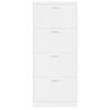 vidaXL Shoe Cabinet High Gloss White 59x17x150 cm Engineered Wood