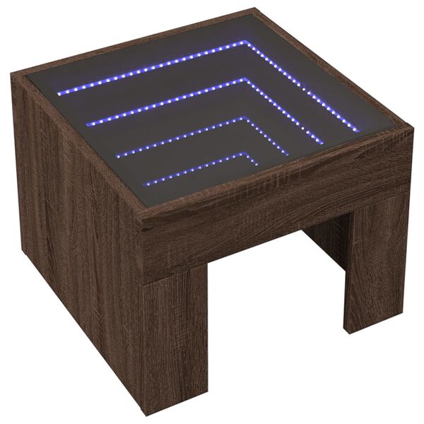 vidaXL Bedside Table with Infinity LED Brown Oak 40x40x30 cm