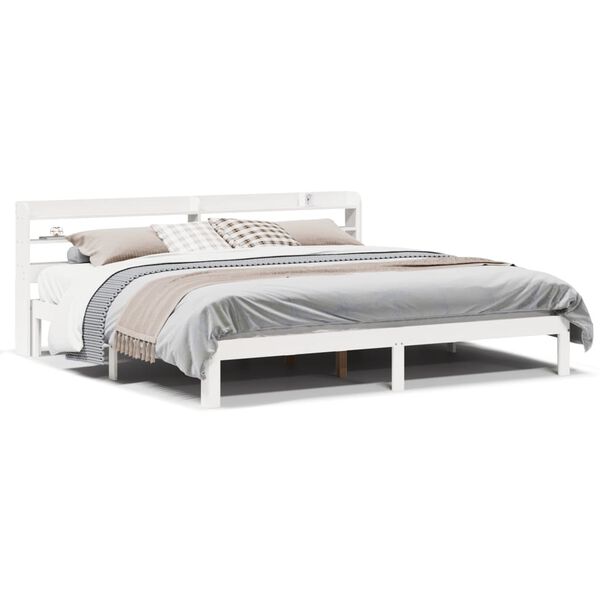 vidaXL Bed Frame with Headboard without Mattress White 200x200 cm