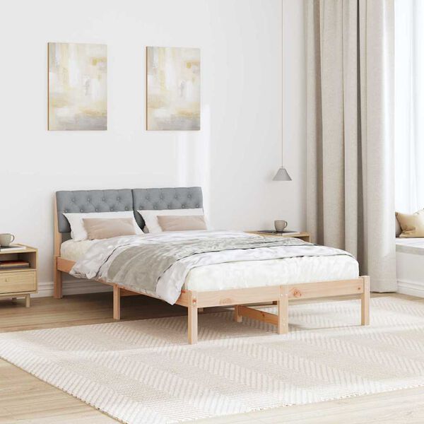 vidaXL Bed frame Brown and light grey 120 x 190 cm Solid pine wood