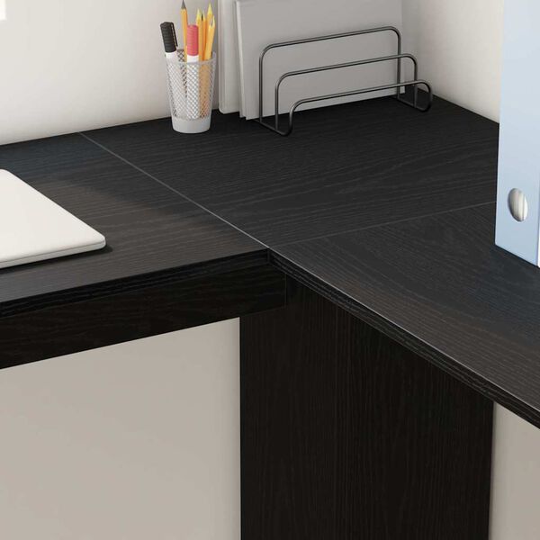 vidaXL Corner Desk Black Oak 140 x 113.5 x 75 cm Engineered Wood