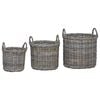 vidaXL Planter Basket with Storage 3 pcs Kubu Grey Kubu Rattan