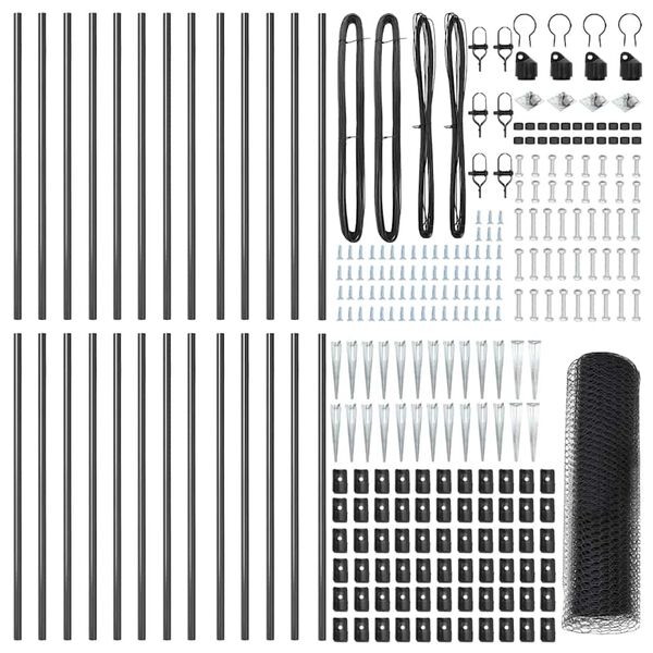 vidaXL Fence Post Grey 50 x 0.5 m (25 mm mesh) Steel and PVC