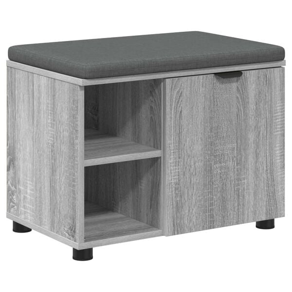 vidaXL Hall Bench with Cushion with Shelf Grey Sonoma 60 x 38 x 46 cm