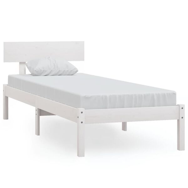 vidaXL Bed Frame without Mattress White Solid Wood 90x200 cm