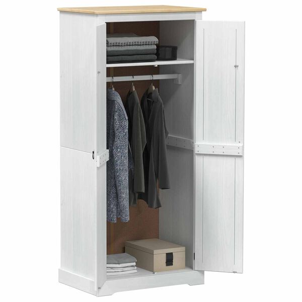 vidaXL Wardrobes with Shelf White 76 x 50 x 170 cm Solid Pine Wood