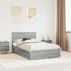 vidaXL Bed Frame with Drawer Grey Sonoma 120 x 200 cm Engineered Wood